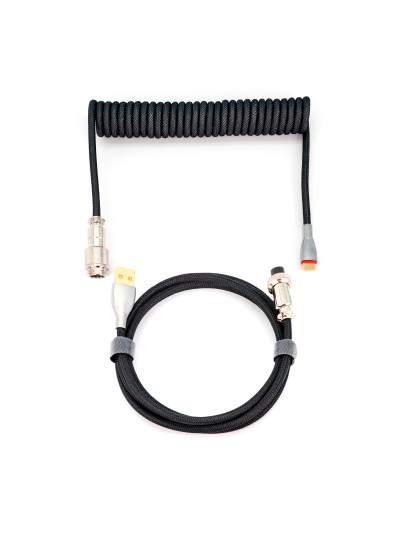 Phoenix kioru cable aviador en espiral con conector tipo c para teclados gaming negro y gris