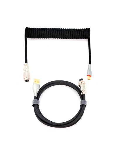 Phoenix kioru cable aviador en espiral con conector tipo c para teclados gaming negro