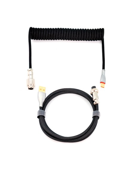 Phoenix kioru cable aviador en espiral con conector tipo c para teclados gaming negro