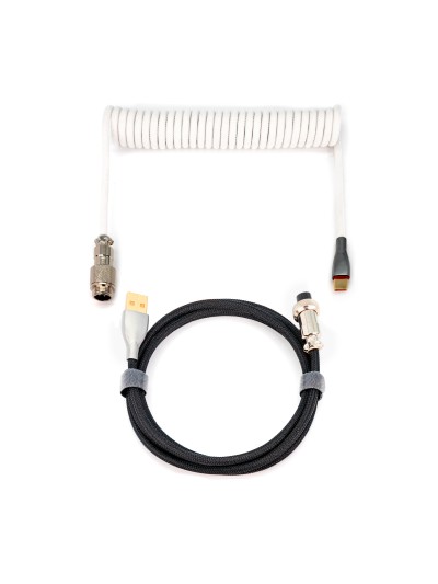 Phoenix kioru cable aviador en espiral con conector tipo c para teclados gaming negro y blanco