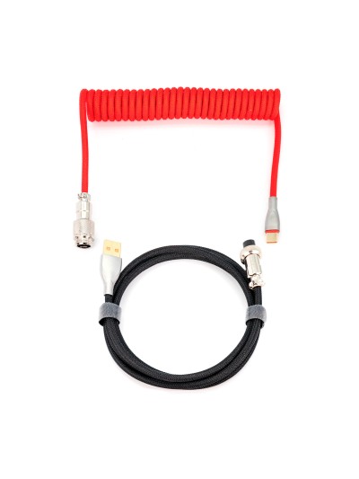 Phoenix kioru cable aviador en espiral con conector tipo c para teclados gaming negro y rojo