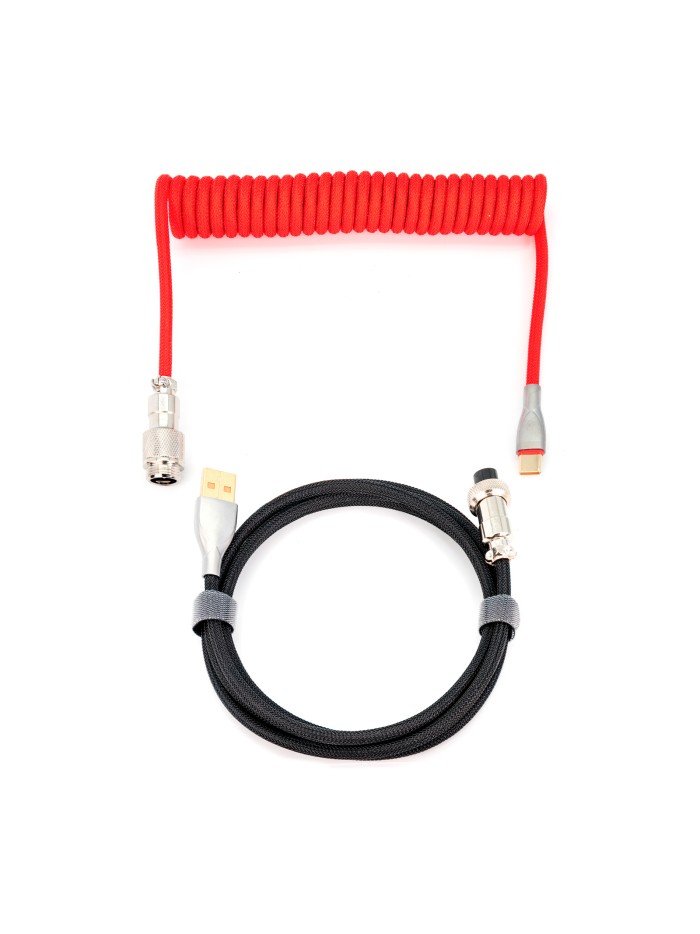 Phoenix kioru cable aviador en espiral con conector tipo c para teclados gaming negro y rojo Phoenix kioru cable aviador en espiral con conector tipo c para teclados gaming negro y rojo