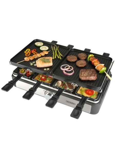 Plancha de asar bourgini gourmette raclette grill plus 1400w 8 personas 23x42cm