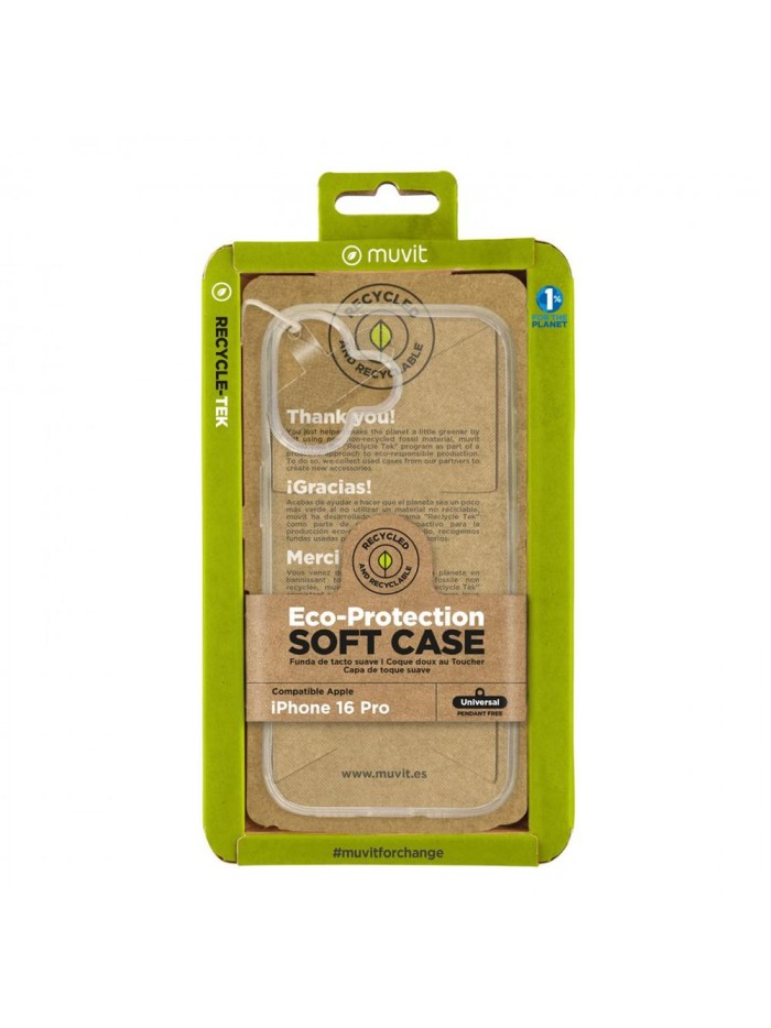 Funda muvit recycletek para apple iphone 16 transparente Funda muvit recycletek para apple iphone 16 transparente