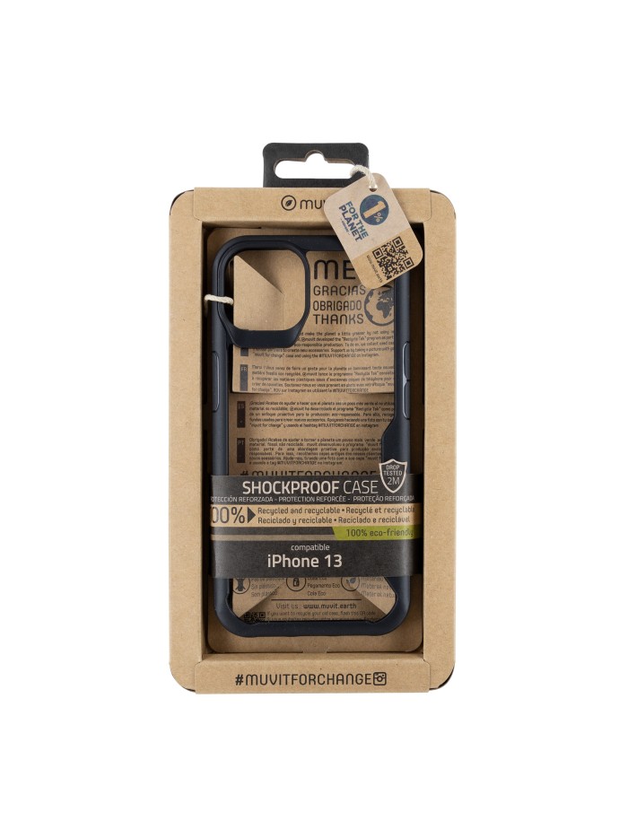 Funda muvit shockproof 2m para apple iphone 13 transparente - negra Funda muvit shockproof 2m para apple iphone 13 transparente - negra