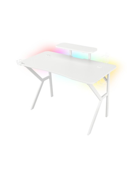 Mesa gaming genesis holm 320 rgb blanca carbono