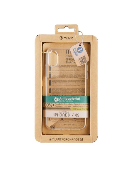 Funda muvit recycletek antibacteriana para apple iphone x - xs transparente