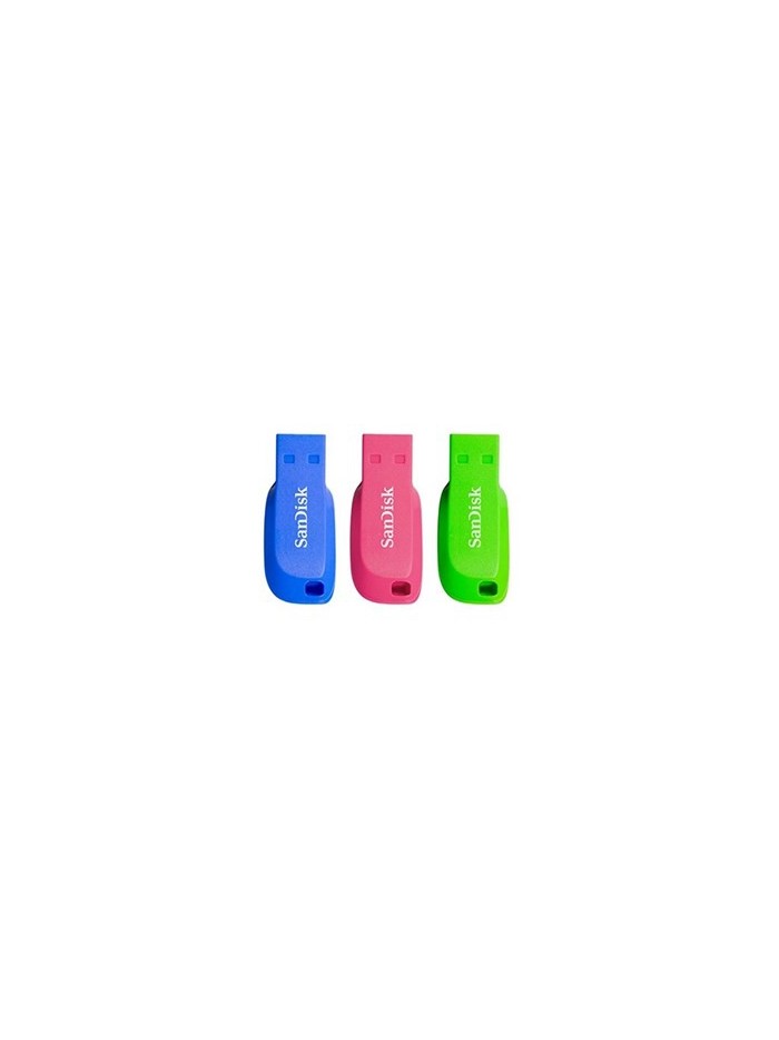 Memoria usb 2.0 sandisk 32gb cruzer blade pack 3 azul - verde - rosa Memoria usb 2.0 sandisk 32gb cruzer blade pack 3 azul - verde - rosa