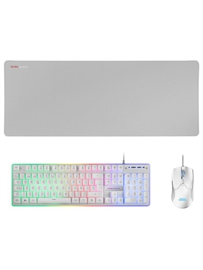 Kit teclado + raton mars gaming mcpx rgb blanco + alfombrilla
