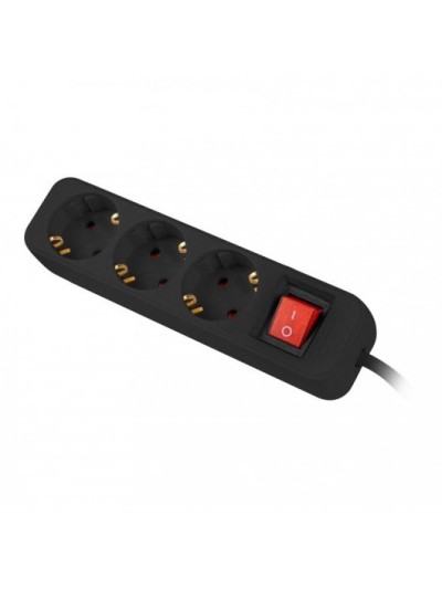 Regleta lanberg 3 tomas schuko con protecion negra 1.5m