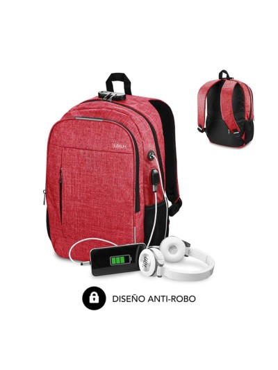 Mochila subblim urban lock backpack para portatil 16 pulgadas rojo