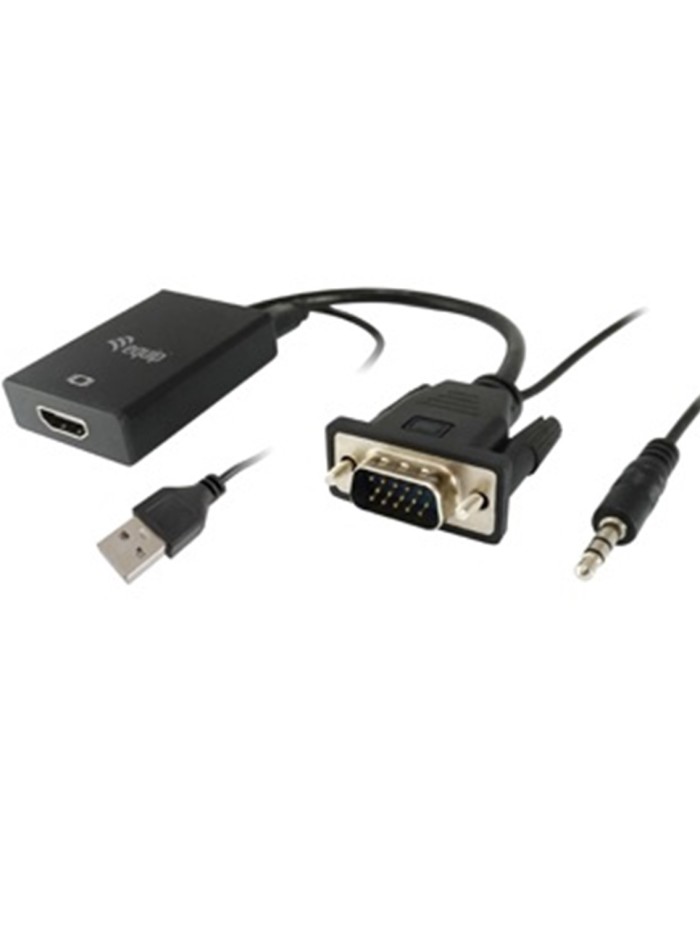 Adaptador equip vga macho a hdmi hembra con audio jack 3.5 pulgadas 119038 Adaptador equip vga macho a hdmi hembra con audio jack 3.5 pulgadas 119038