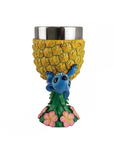 Cáliz decorativo enesco disney stitch con piña