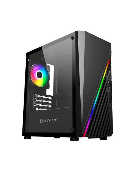 Caja ordenador gaming unykach mini glayze argb stripe - black micro atx