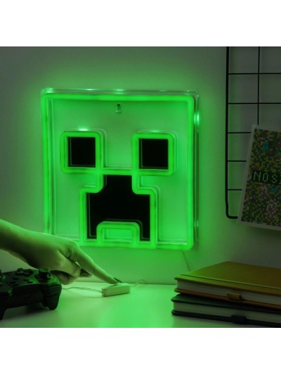 Lámpara de pared paladone minecraft creeper luz led neon