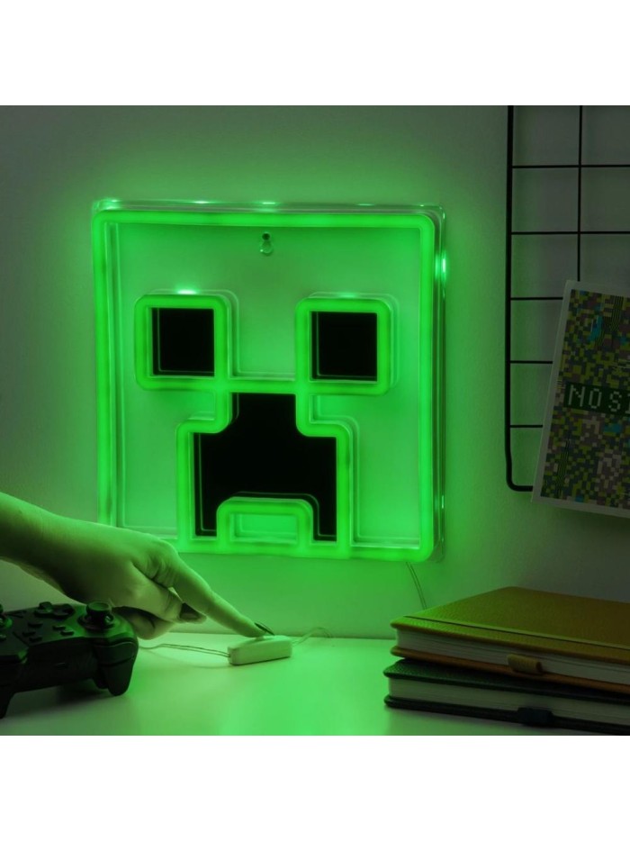 Lámpara de pared paladone minecraft creeper luz led neon Lámpara de pared paladone minecraft creeper luz led neon