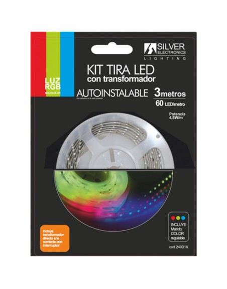 Kit tira led silver electronics 540 lm - m - 3m - 12v - 7.2w - m - rgb