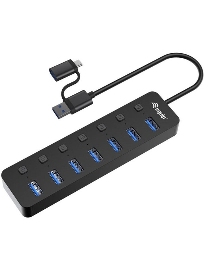 Hub equip usb tipo a + adaptador usb tipo c 7 en 1 Hub equip usb tipo a + adaptador usb tipo c 7 en 1