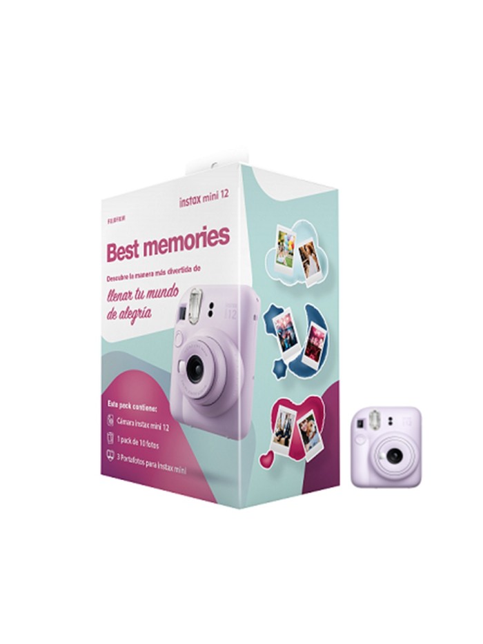 Kit camara fujifilm mini instax 12 color purpura + papel 10 fotos + 3 portara retratos Kit camara fujifilm mini instax 12 color purpura + papel 10 fotos + 3 portara retratos