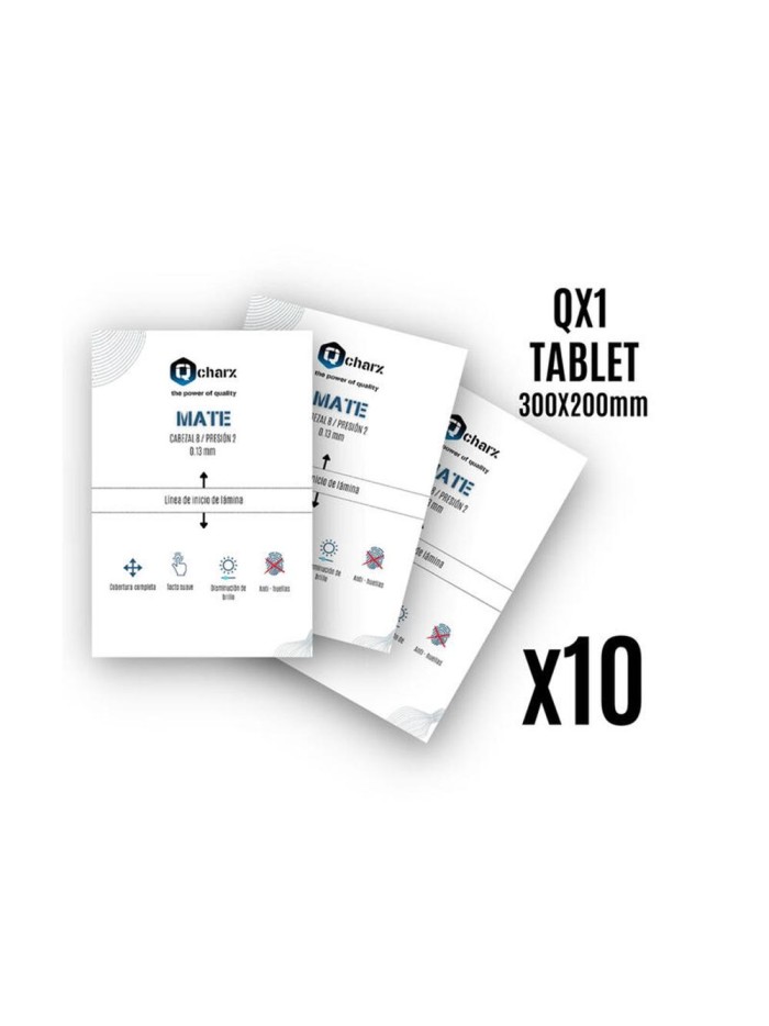 Laminas de proteccion frontales qcharx tablet mate qx1 10 unidades
