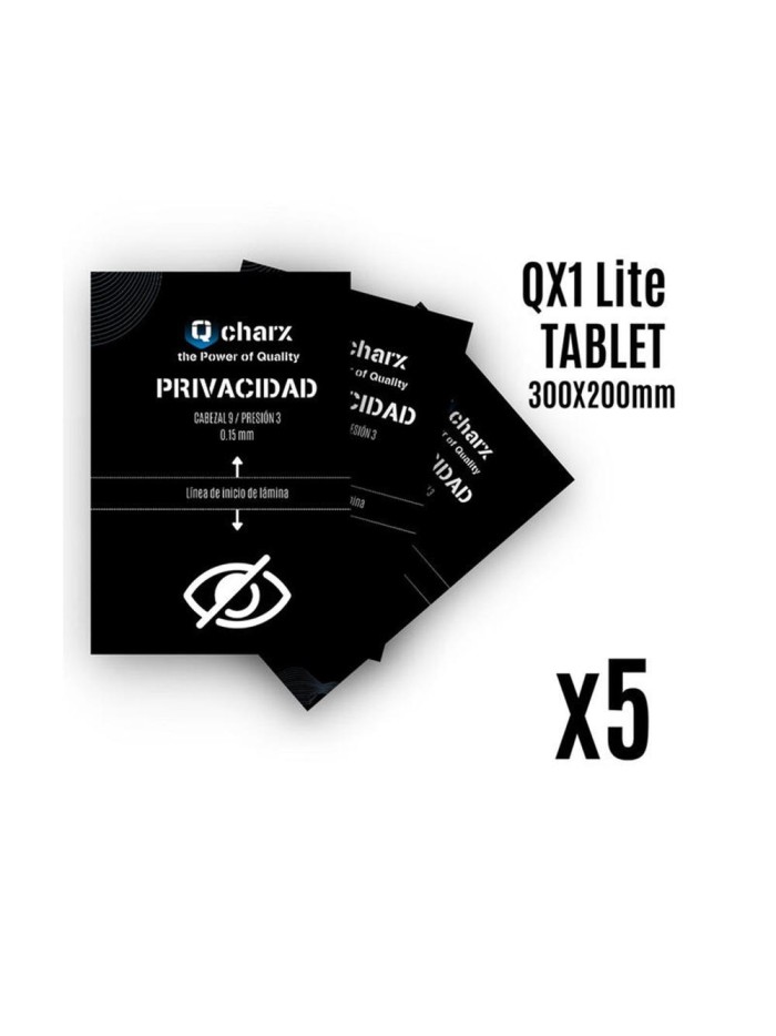 Laminas de proteccion frontales qcharx tablet privacidad qx1 lite 5 unidades