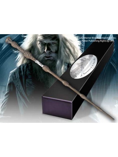 Replica the noble collection harry potter albus dumbledore varita con caja y placa de identificacion