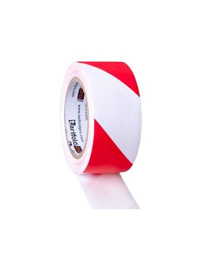 Cinta adhesiva tarifold seguridad para marcaje y señalizacion de suelo 33 mt x 50 mm color blanco/rojo