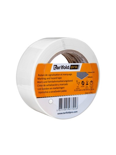 Cinta adhesiva tarifold para marcaje y señalizacion de suelo 33 mt x 50 mm color blanco