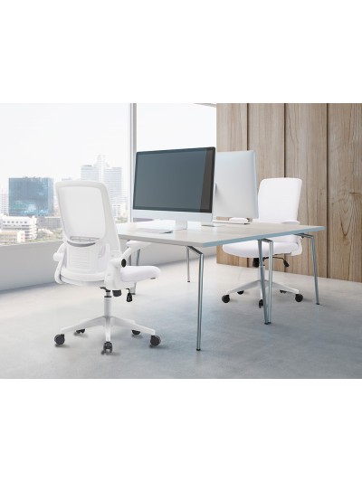 Silla q-connect oficina alba malla base metalica alt max 1110 anc 610 prof 580 ruedas premium color blanco