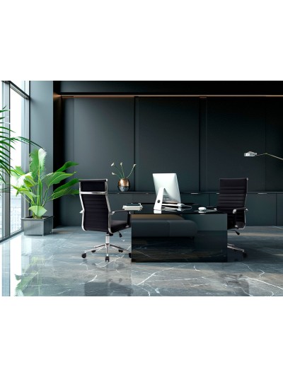 Silla q-connect direccion bosa simil piel base metalica alt max 1130 anc 550 prof 630 mm ruedas premium color negro