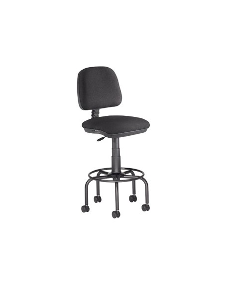 Taburete con respaldo rocada para mesa de dibujo negro regulable en altura hasta 725 mm tela ignifuga