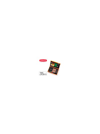 Estuche de pintura derwent academy madera lapices de colores 35 piezas