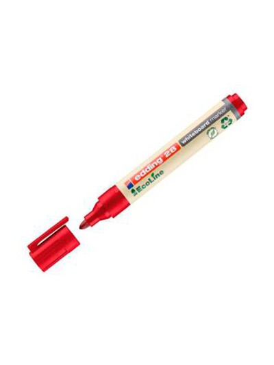 Rotulador edding 28 para pizarra blanca ecoline 90% reciclado color rojo punta redonda 1,5-3 mm recargable