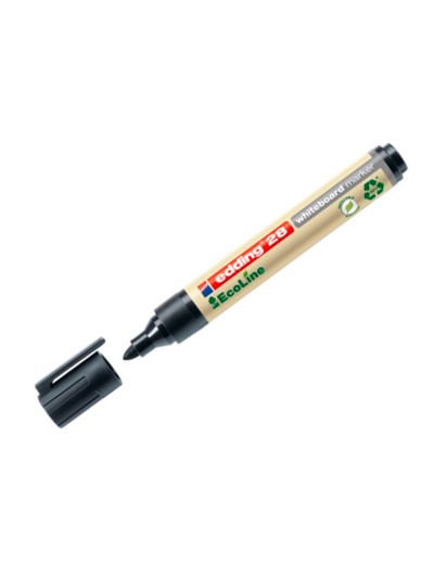 Rotulador edding 28 para pizarra blanca ecoline 90% reciclado color negro punta redonda 1,5-3 mm recargable