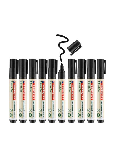 Rotulador edding 21 marcador permanente ecoline 90% reciclado color negro punta redonda 1,5-3 mm recargable