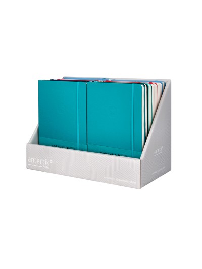 Cuaderno con gomilla antartik note tapa blanda expositor de 18 unidades surtidas