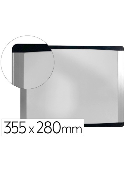 Pizarra blanca bi-office inka magnetica acero lacado marco de aluminio y laterales plastico negro 355x280 mm