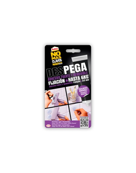 Adhesivo pattex pega despega no mas clavo hasta 6 kg blister de 12 unidades
