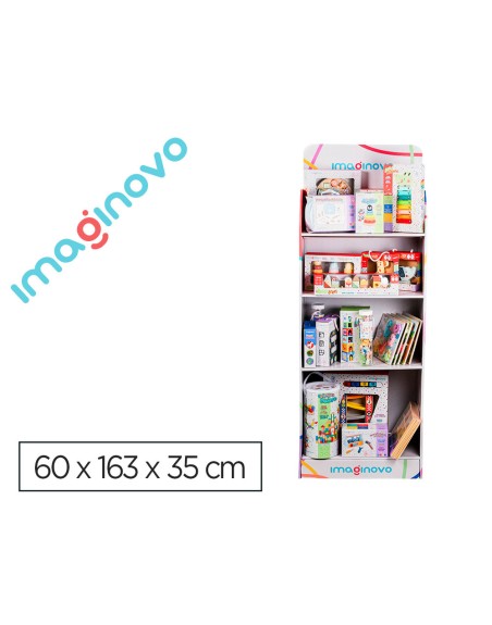 Expositor imaginovo juegos infantiles de suelo carton con 28 juegos y 22 puzles surtidos 60x163x35cm