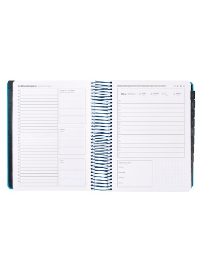 Agenda escolar antartik 25-26 espiral neon azul dia pagina a5 bilingüe papel fsc 80 gr