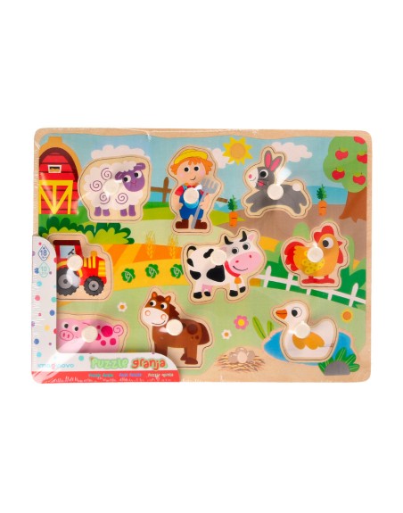 Puzle infantil imaginovo madera granja +18 meses 9 piezas 30x22,5x1,5cm
