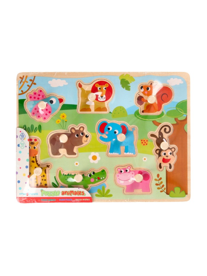 Puzle infantil imaginovo madera animales +18 meses 9 piezas 30x22,5x1,5cm Puzle infantil imaginovo madera animales +18 meses 9 piezas 30x22,5x1,5cm