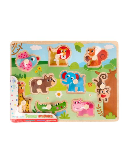Puzle infantil imaginovo madera animales +18 meses 9 piezas 30x22,5x1,5cm