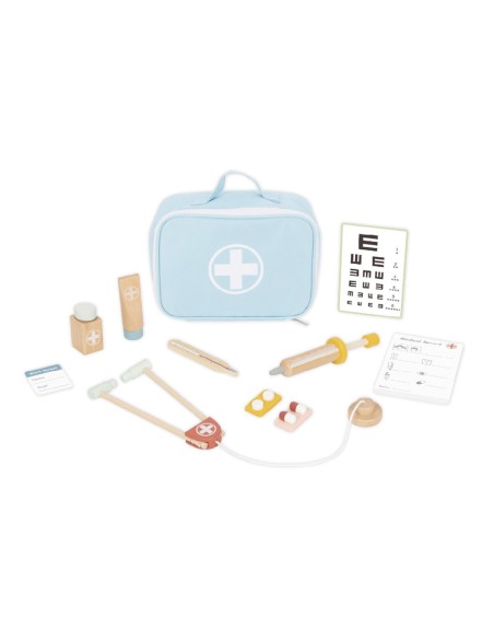Juego infantil imaginovo madera maletin de medico +3 años 11 piezas 24,5x18x10cm