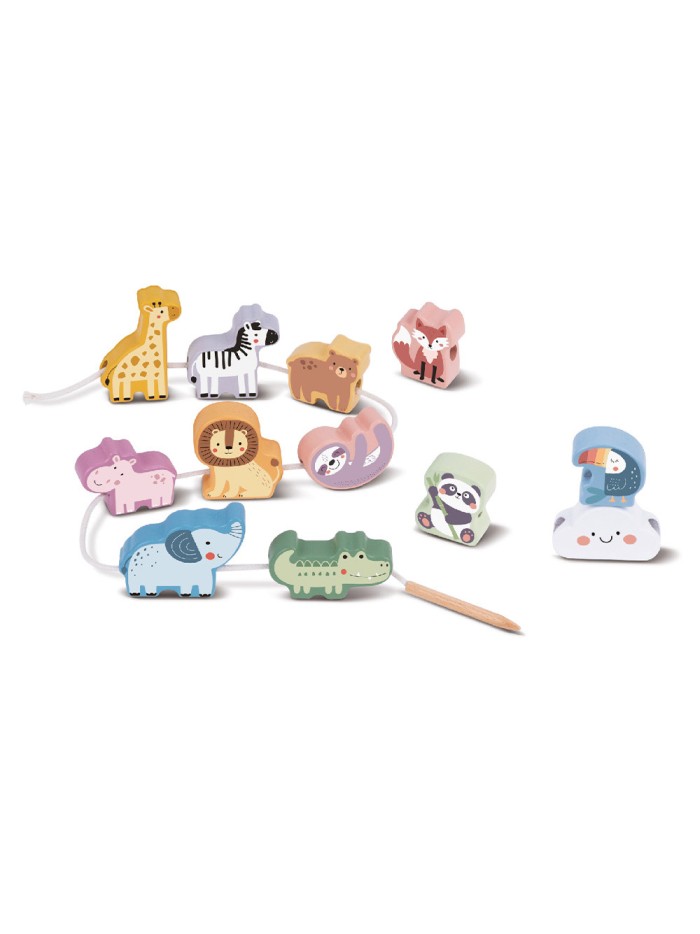 Juego infantil imaginovo madera cuentas animales para enhebrar +24 meses 13 piezas 27x6,5x6,5cm Juego infantil imaginovo madera cuentas animales para enhebrar +24 meses 13 piezas 27x6,5x6,5cm