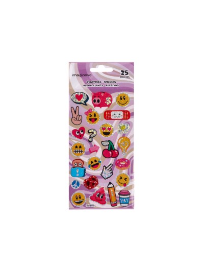 Pegatinas imaginovo diseños surtidos smiley con brillo 214x100 mm en blister