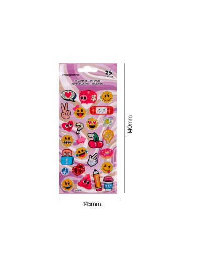 Pegatinas imaginovo diseños surtidos smiley con brillo 214x100 mm en blister