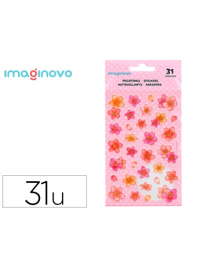 Pegatinas imaginovo flores rosas de papel 190x104 mm en blister