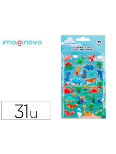 Pegatinas imaginovo kids dinosaurios goma eva 190x105 mm en blister