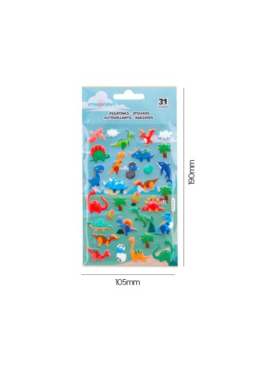 Pegatinas imaginovo kids dinosaurios goma eva 190x105 mm en blister